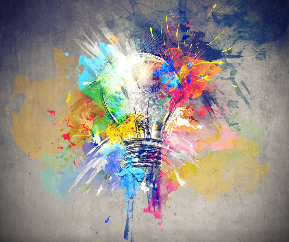 A lightbulb showing multiple colors indicating creative thinking