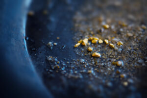 Pan showing gold nuggets
