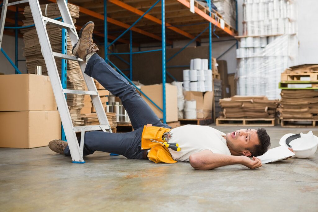 Man falling off a ladder