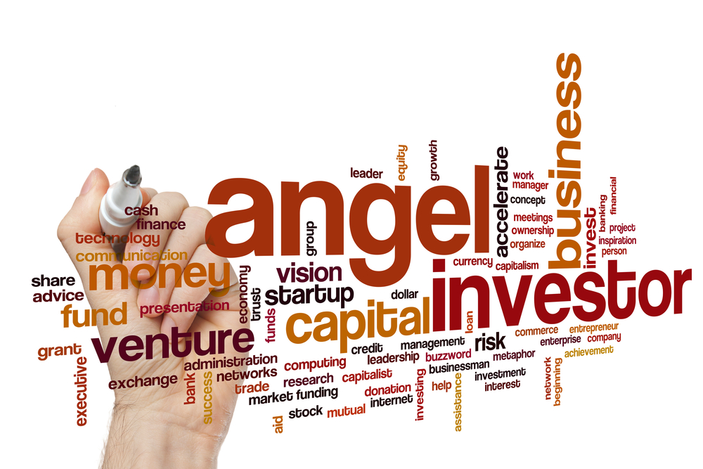 Angel investor concept word cloud background.